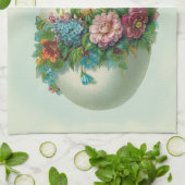 敏感な卵の青のビクトリアンなイースター花の卵 キッチンタオル (折り畳み)