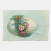 敏感な卵の青のビクトリアンなイースター花の卵 キッチンタオル (横)