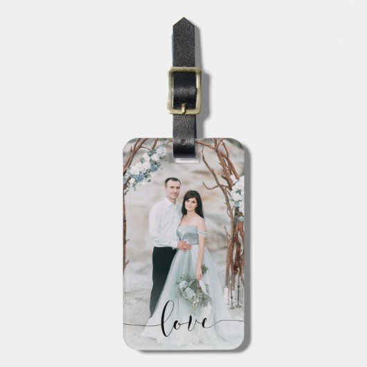 敏感な愛|あなたの写真および書道の上敷 ラゲッジタグ (正面縦)