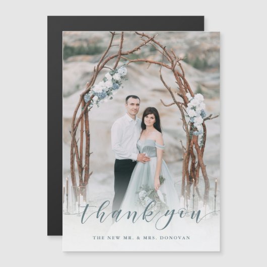 敏感な感謝|の黙した青い結婚式の写真 (正面/裏面)