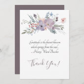 敏感な水彩画の花柄のスプレー サンキューカード (正面/裏面)