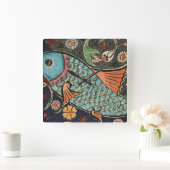 敏感な海のモザイク沿岸コイの魚 スクエア壁時計 (ホーム)