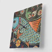 敏感な海のモザイク沿岸コイの魚 スクエア壁時計 (傾斜)