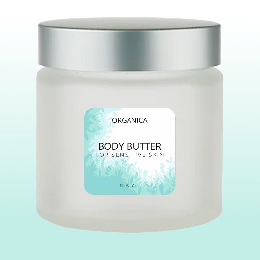 敏感な皮膚のための緑の体バターのラベル スクエアシール