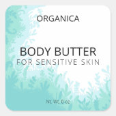 敏感な皮膚のための緑の体バターのラベル スクエアシール (正面)