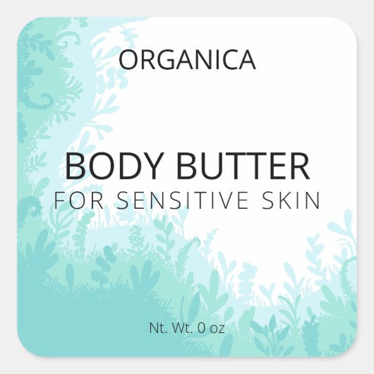 敏感な皮膚のための緑の体バターのラベル スクエアシール (正面)