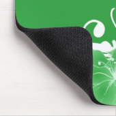 敏感な緑および白い花 マウスパッド (コーナー)