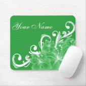 敏感な緑および白い花 マウスパッド (マウス)
