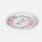 敏感な花のリース、ピンクのシャクヤク ペーパープレート (アングル)