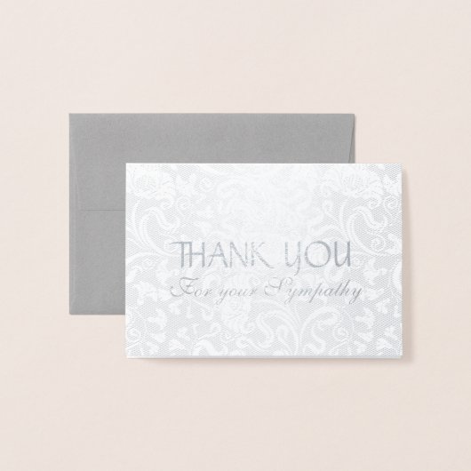 敏感な花パターン悔やみや弔慰はホイルC感謝していしています 箔カード (封筒付き正面)