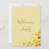 敏感な黄色バラの水彩画の花柄のスプレー サンキューカード (裏面)