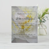 敏感な黄色及び白いシャクヤクのばら色の結婚式の招待 招待状 (スタンド正面)