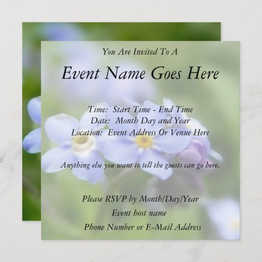 敏感私をない花忘れて下さい 招待状 (正面/裏面)