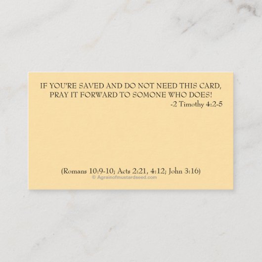 救いの祈りの言葉教会や省を背面に加える 名刺 (裏面)