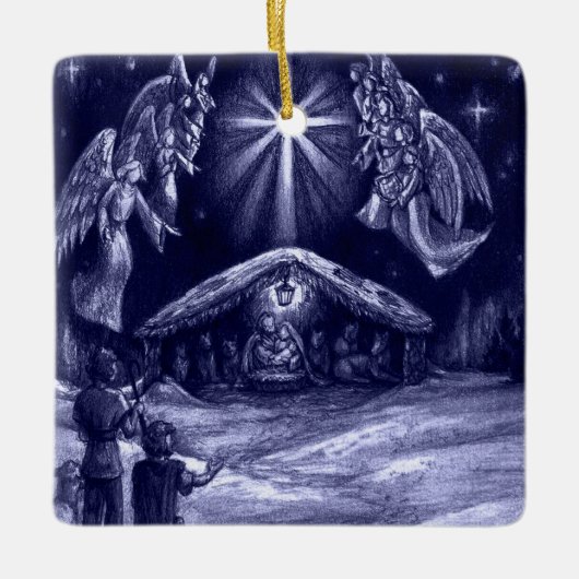 救い主が生まれ! セラミックオーナメント (正面)