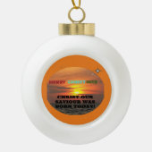 救い主のキリストは生まれ今日 セラミックボールオーナメント (正面)