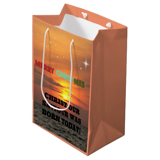 救い主のキリストは生まれ今日 ミディアムペーパーバッグ (正面アングル)