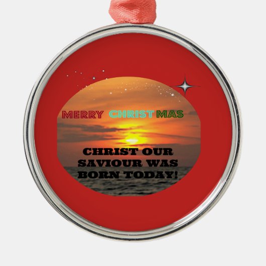 救い主のキリストは生まれ今日 メタルオーナメント (正面)
