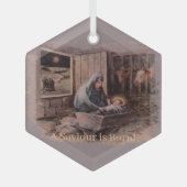 救い主はクリスマス生まれの飾りである ガラスオーナメント (正面)