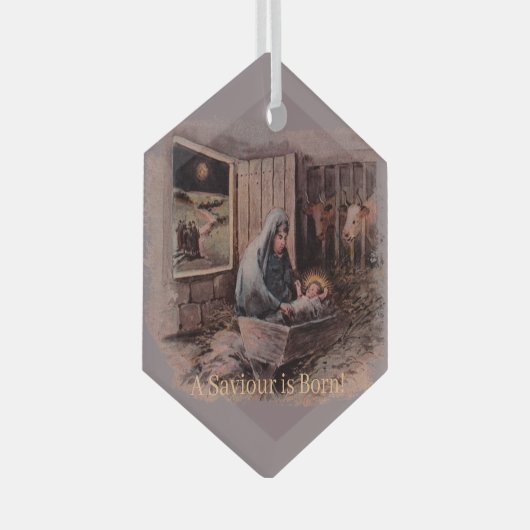 救い主はクリスマス生まれの飾りである ガラスオーナメント (正面右)