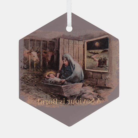 救い主はクリスマス生まれの飾りである ガラスオーナメント (裏面)