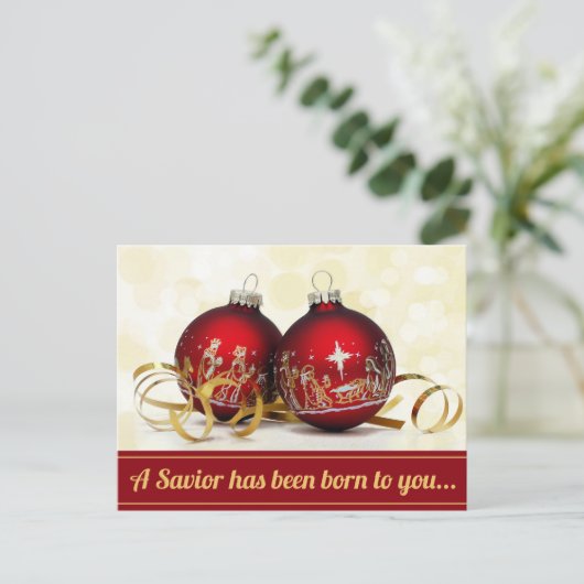 救い主はクリスマス生まれの飾り出生だった シーズンポストカード (スタンド正面)
