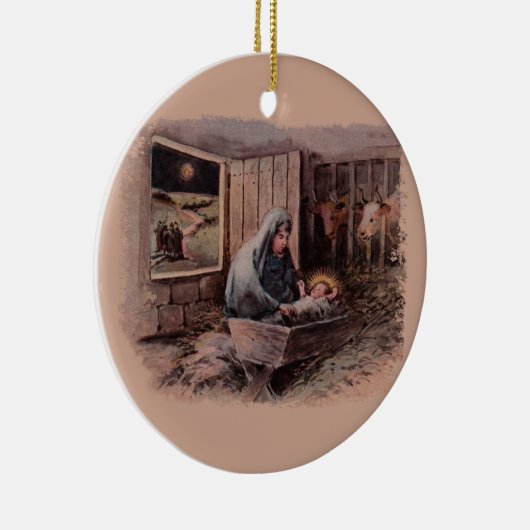 救い主はヴィンテージ生まれのクリスマスオーナメント セラミックオーナメント (右)