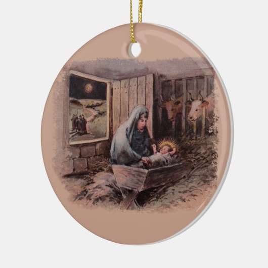救い主はヴィンテージ生まれのクリスマスオーナメント セラミックオーナメント (左)