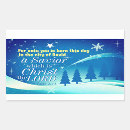 救い主は主生まれ主のキリスト、聖書のクリスマス 長方形シール