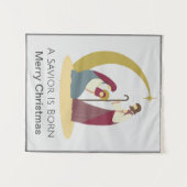 救い主は生まれ金ゴールドの聖降誕祭出生 タペストリー (正面(横))