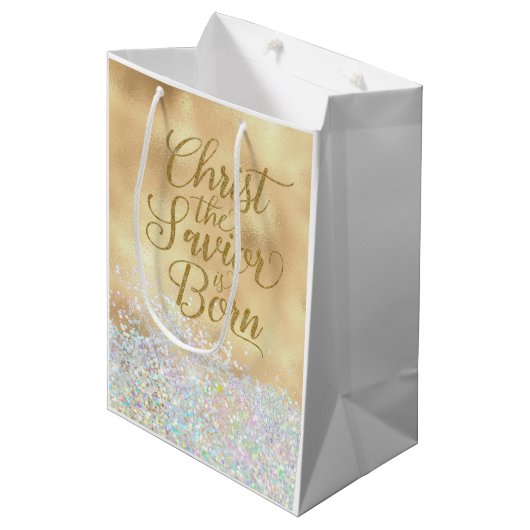 救い主キリストはクリスマス生まれである ミディアムペーパーバッグ (正面アングル)