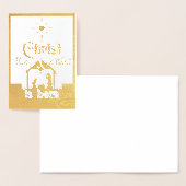 救い主キリストは宗教的な生まれクリスマスの金ゴールドである 箔カード (ディスプレー)