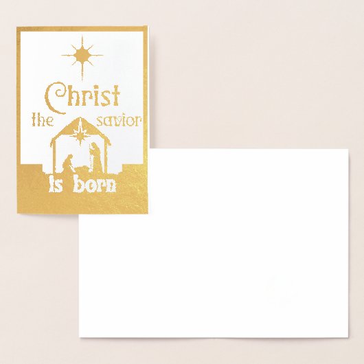 救い主キリストは宗教的な生まれクリスマスの金ゴールドである 箔カード (ディスプレー)