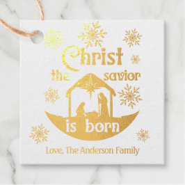 救い主キリスト生まれはクリスチャン出生金ゴールド フェイバータグ