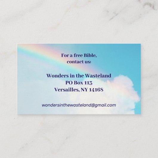 救い福音KJV聖書クリスチャンのアウトリーチ 名刺 (裏面)