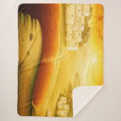 "救い" – 中東、オリエントサンセット絵画の シェルパブランケット (正面)