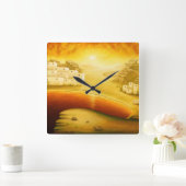 "救い" – 中東、オリエントサンセット絵画の スクエア壁時計 (ホーム)