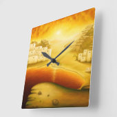"救い" – 中東、オリエントサンセット絵画の スクエア壁時計 (傾斜)