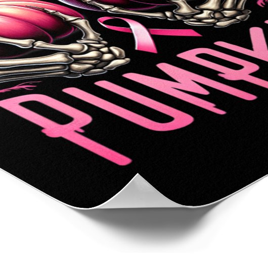 救かぼちゃ骨格ハロウィーン乳がん ポスター (角)