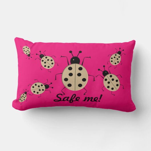 救だ！可愛いカラフルラディバグパーソナライズされた。 ランバークッション (正面)