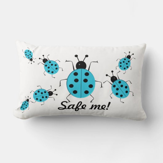 救だ！可愛いカラフルラディバグパーソナライズされた。 ランバークッション (正面)
