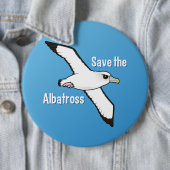 救って下さいアホウドリ(飛行)を 缶バッジ (インサイチュ)