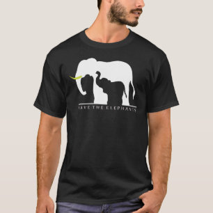 救って下さい象(黒)を Tシャツ