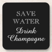 救ウォートドリンクシャンパーニュおもしろいブラック コースター (正面)