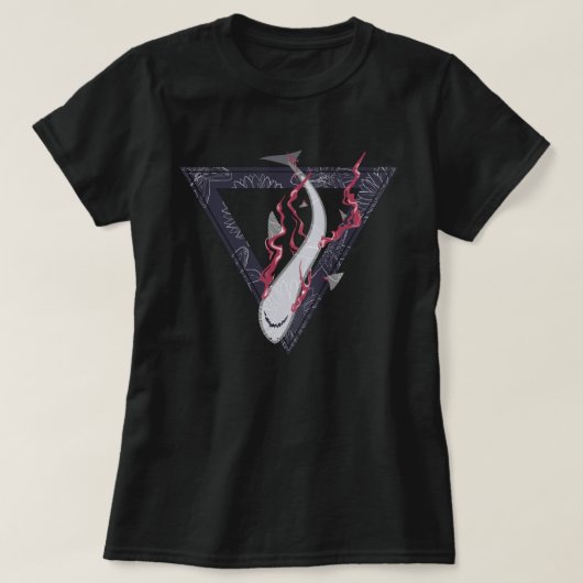 救サメSOSフローラ三角形 Tシャツ (デザイン正面)