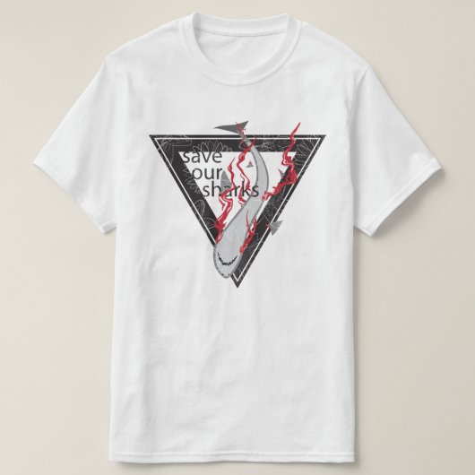 救サメSOSフローラ三角形 Tシャツ (デザイン正面)