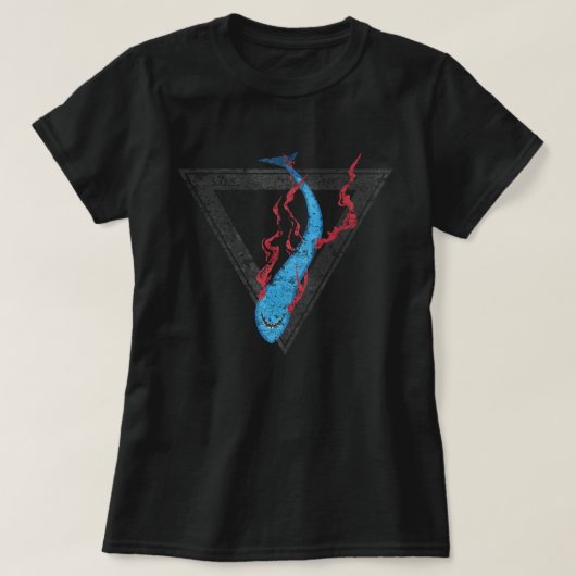 救サメSOS三角形 Tシャツ (デザイン正面)