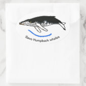 救ザトウクジラ – 野生動物 – 自然 楕円形シール (バッグ)