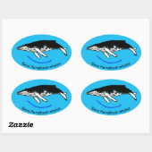 救ザトウクジラ – 野生生物 – 自然 楕円形シール (シート)