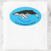 救ザトウクジラ – 野生生物 – 自然 楕円形シール (バッグ)